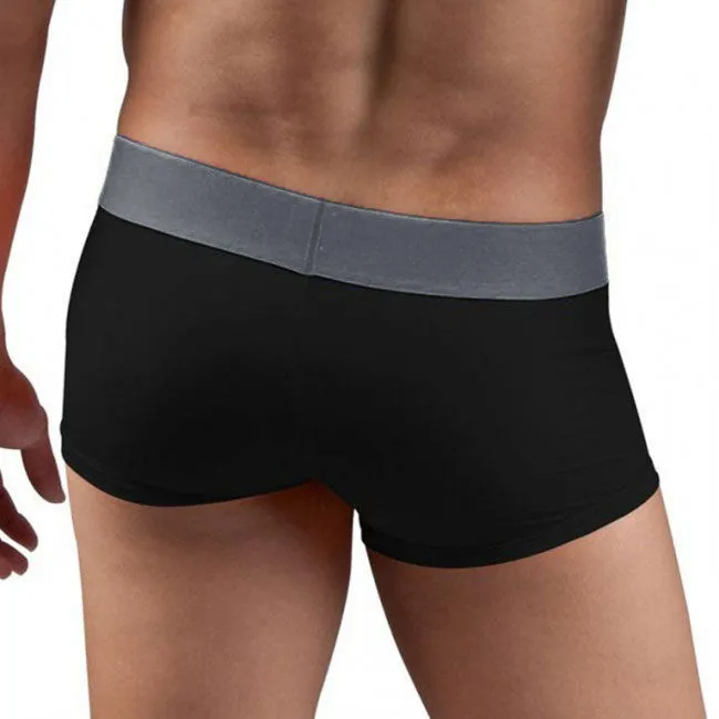 [2 Pack] Papi Ombre Dot/Solid Brazilian Trunk Microfiber Boxer Brief Underwear Black Grey 626168 Size XL