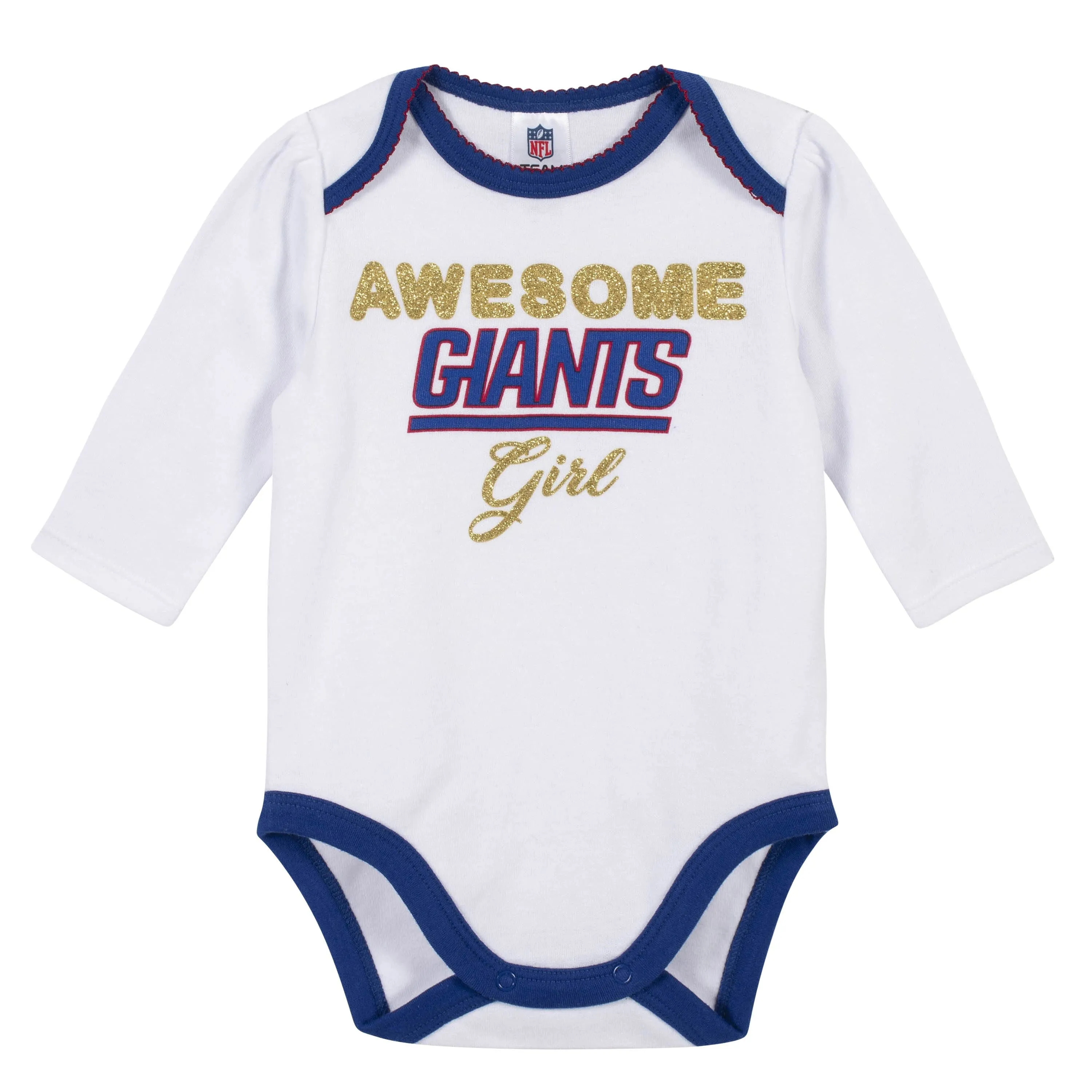 3-Piece Baby Girls New York Giants Bodysuit, Footed Pant, and Cap Set