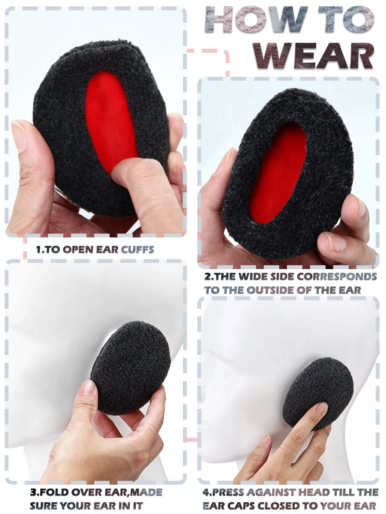 4 Pairs Bandless Ear Muffs Fleece Ear Muffs Thick Winter Ear Covers Cold Weather Ear Warmer for Women As Pictures Shown