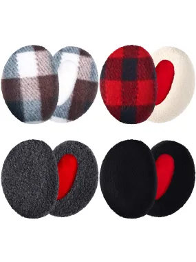 4 Pairs Bandless Ear Muffs Fleece Ear Muffs Thick Winter Ear Covers Cold Weather Ear Warmer for Women As Pictures Shown