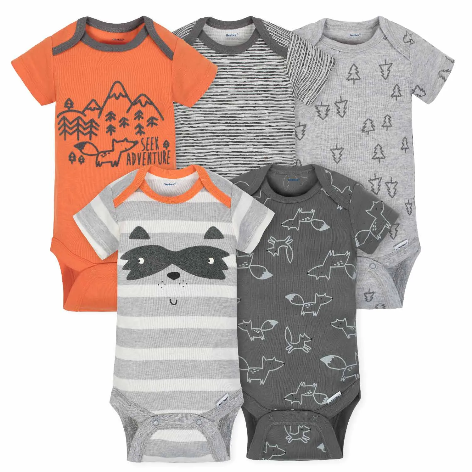 5-Pack Boys Explorer Short Sleeve Onesies® Bodysuits