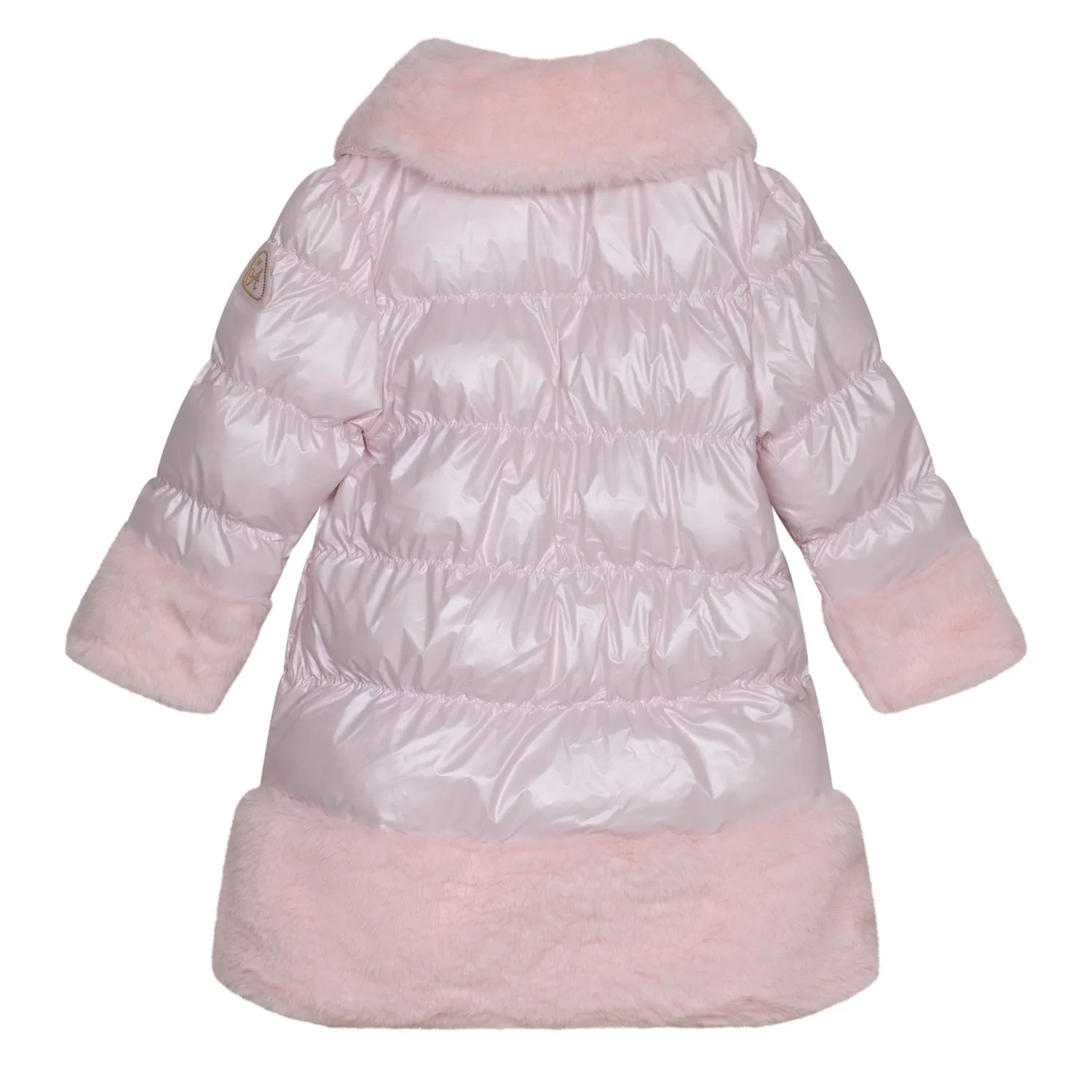 A DEE - Abstract Teddy Sarah Faux Fur Trim Jacket - Baby Pink