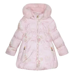 A DEE - Abstract Teddy Stella Faux Fur Hooded Teddy Print Jacket - Baby Pink