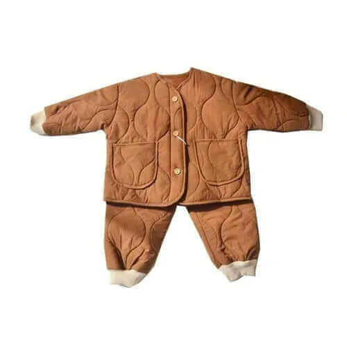 Autumn Winter boys girls 4 colors quilted clothes sets  children