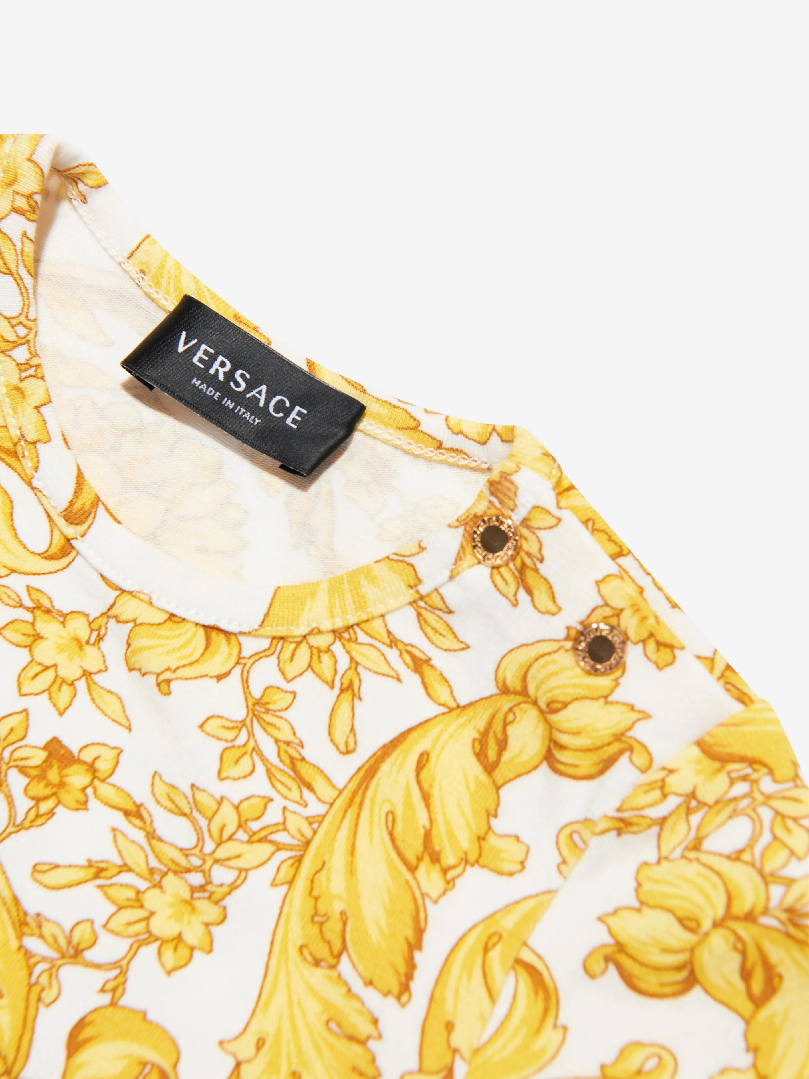 Baby Barocco Print Bodysuit in Gold