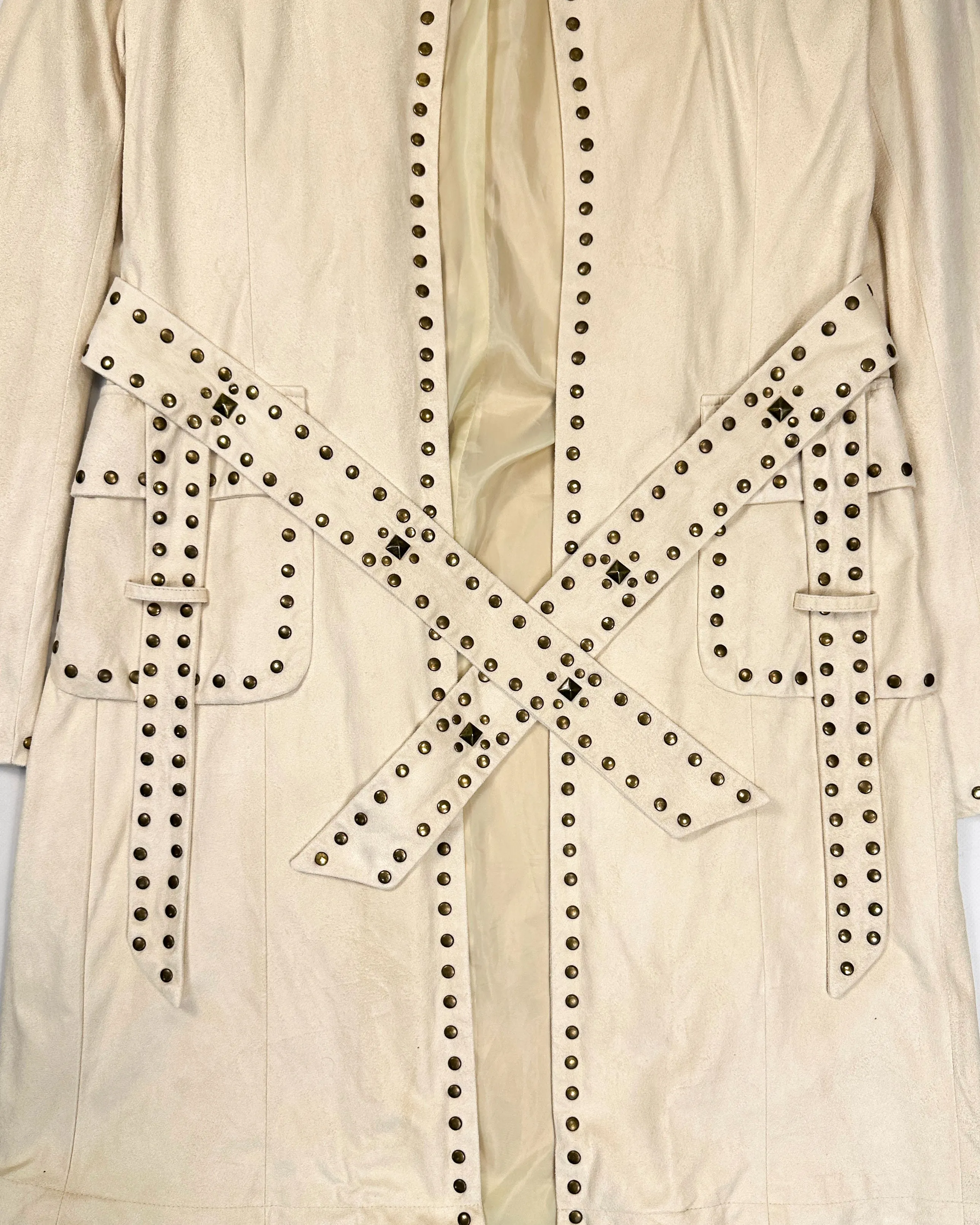 Balmain Beige Metallic Pins Long Coat 1990's