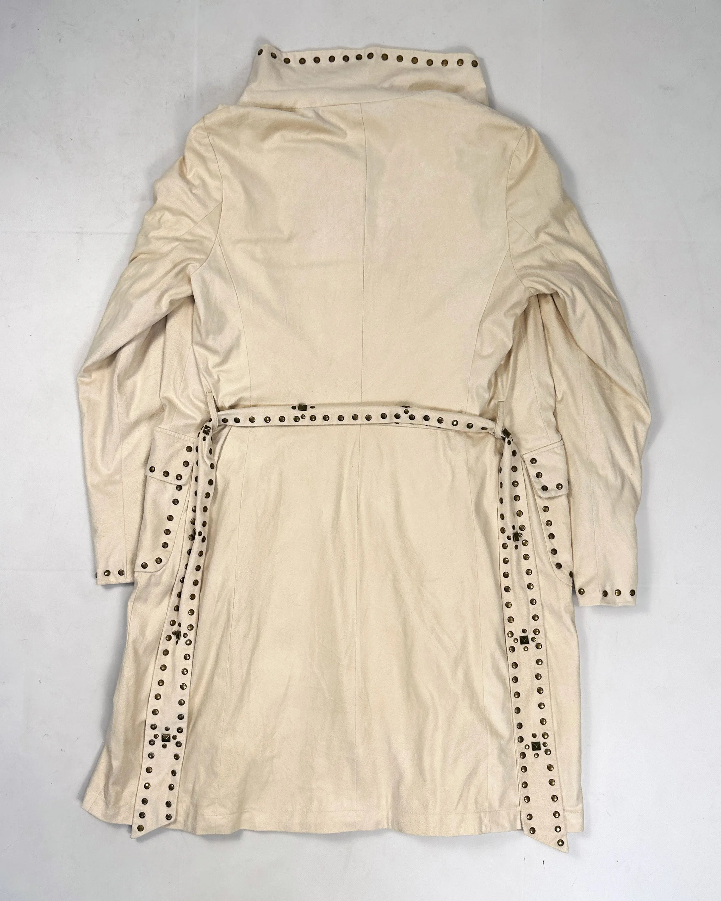 Balmain Beige Metallic Pins Long Coat 1990's