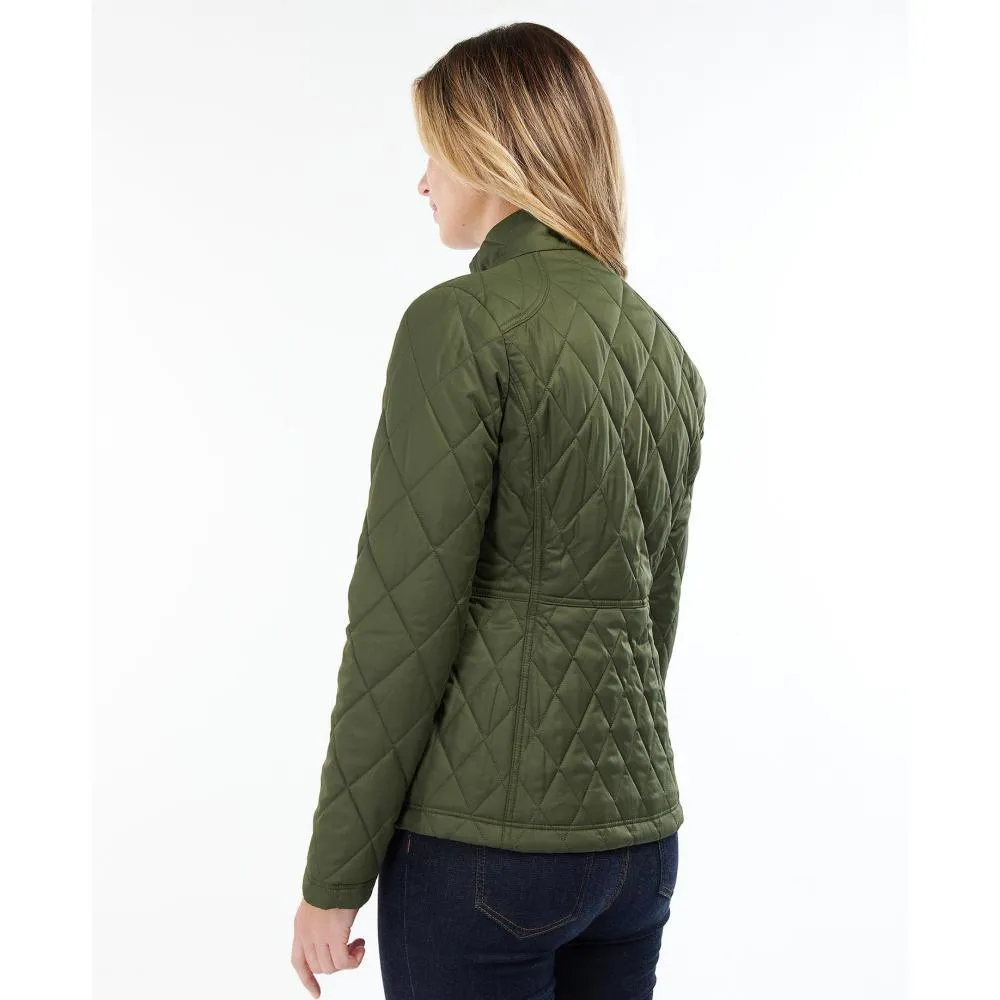 Barbour Broxfield Ladies Quilted Jacket - Olive/Olive Pink Tartan