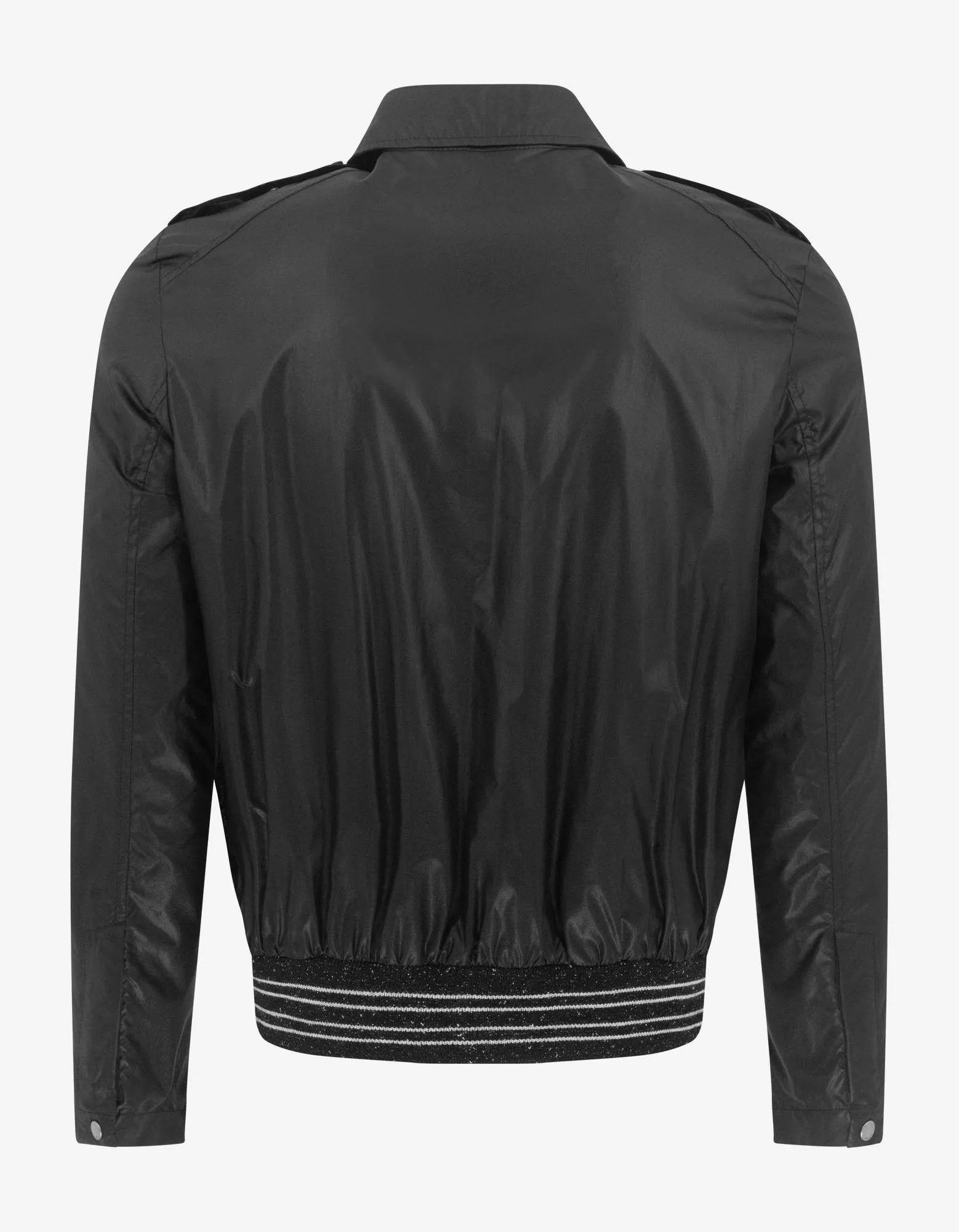 Black Nylon Teddy Jacket -