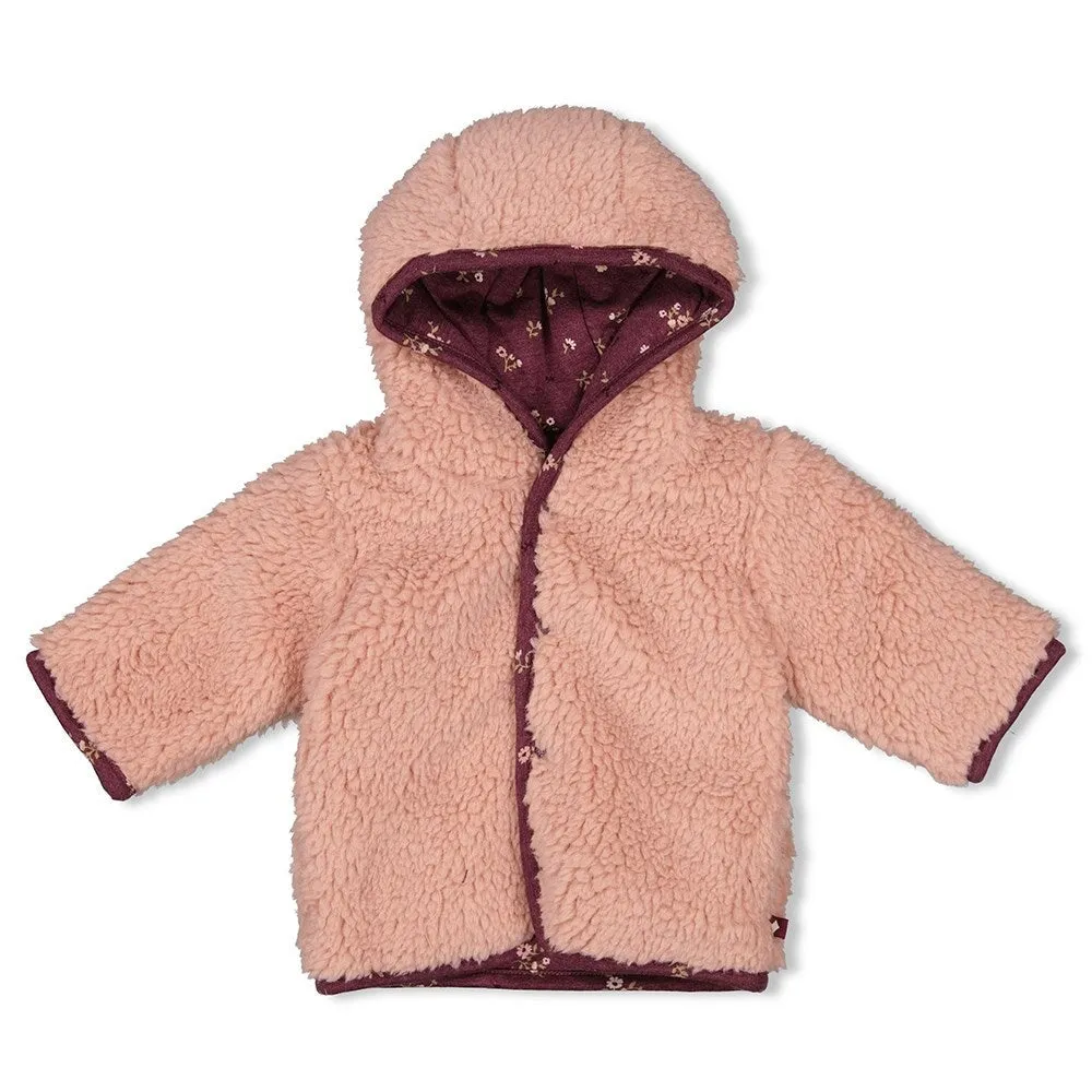 BLOOMING MEADOW - Reversible Soft Bouclé Teddy & Peached Jersey Jacket