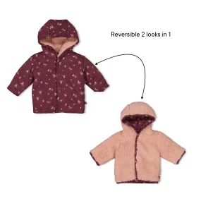 BLOOMING MEADOW - Reversible Soft Bouclé Teddy & Peached Jersey Jacket