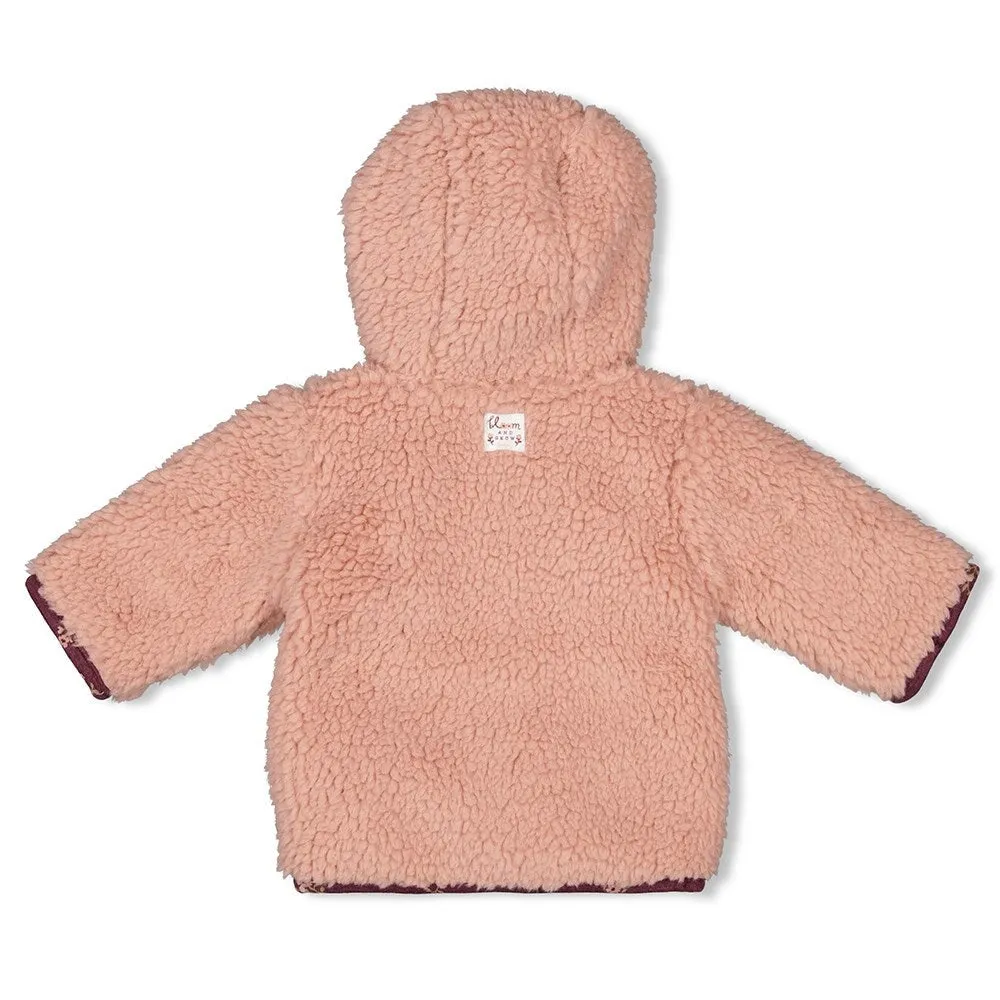 BLOOMING MEADOW - Reversible Soft Bouclé Teddy & Peached Jersey Jacket