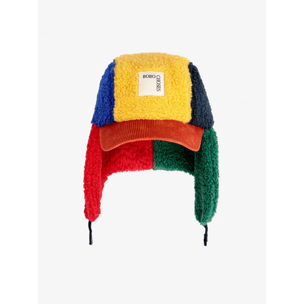 Bobo Choses - Colour Block sheepskin chapka hat