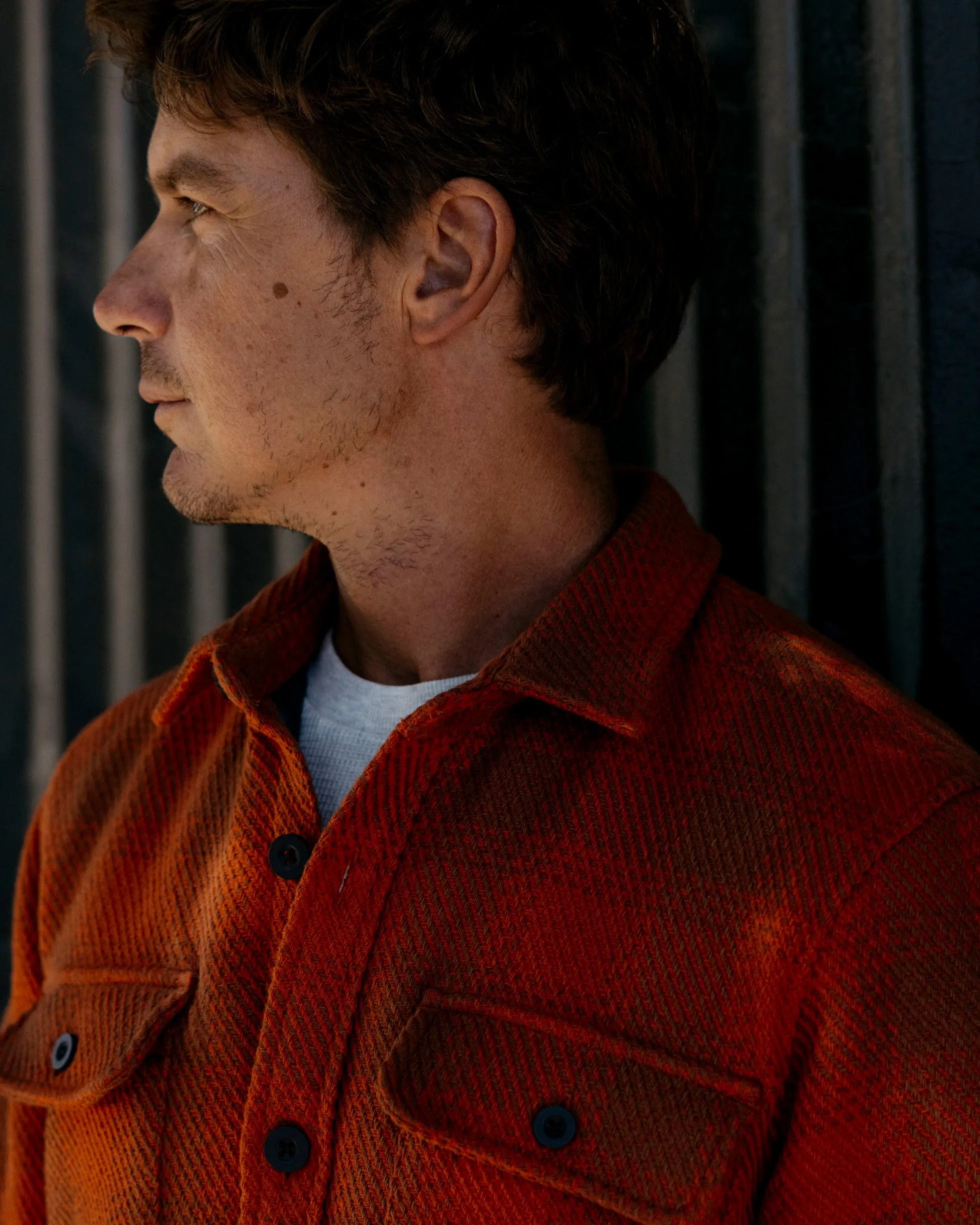 Brawny Twill Quilted Shirt Jacket - Rust