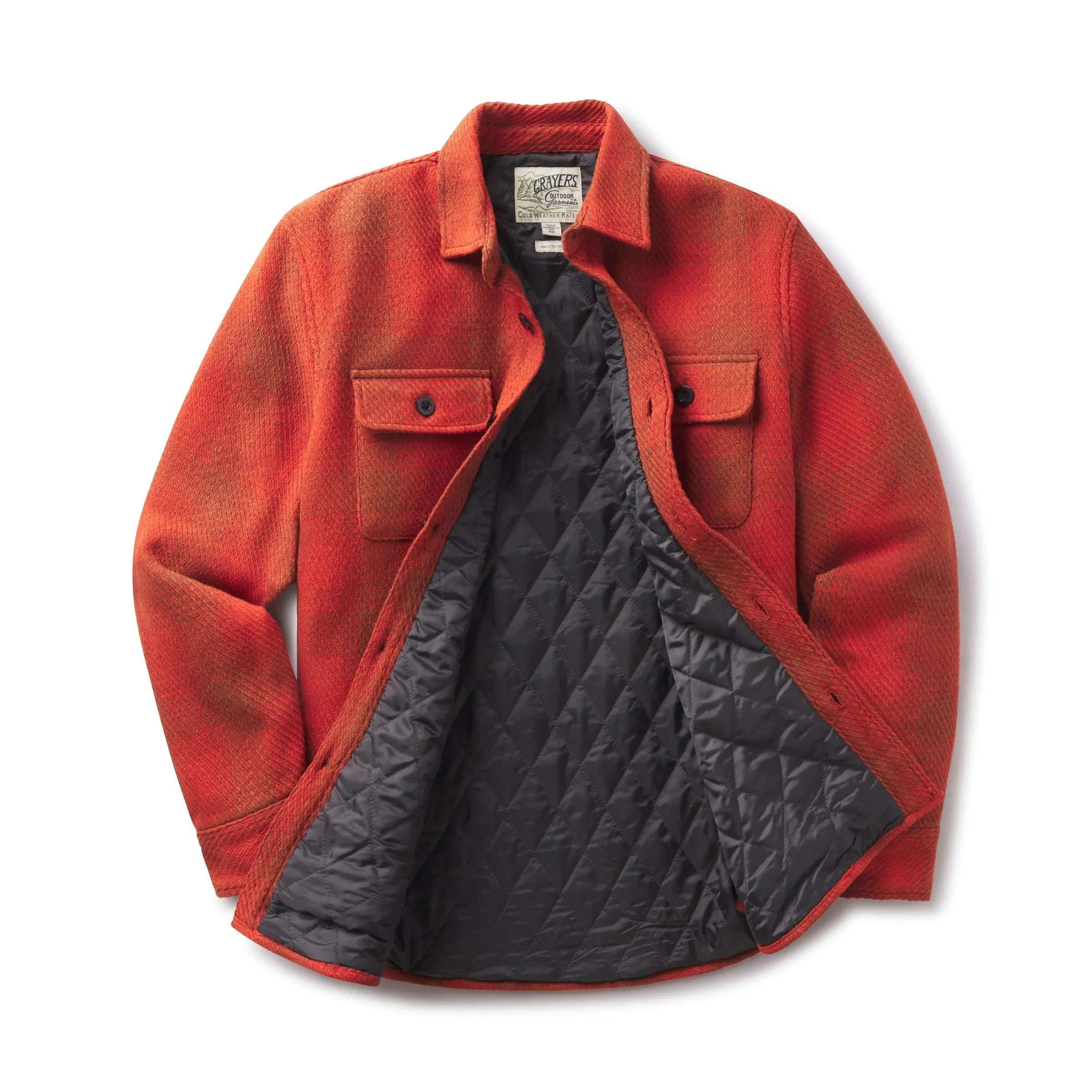 Brawny Twill Quilted Shirt Jacket - Rust