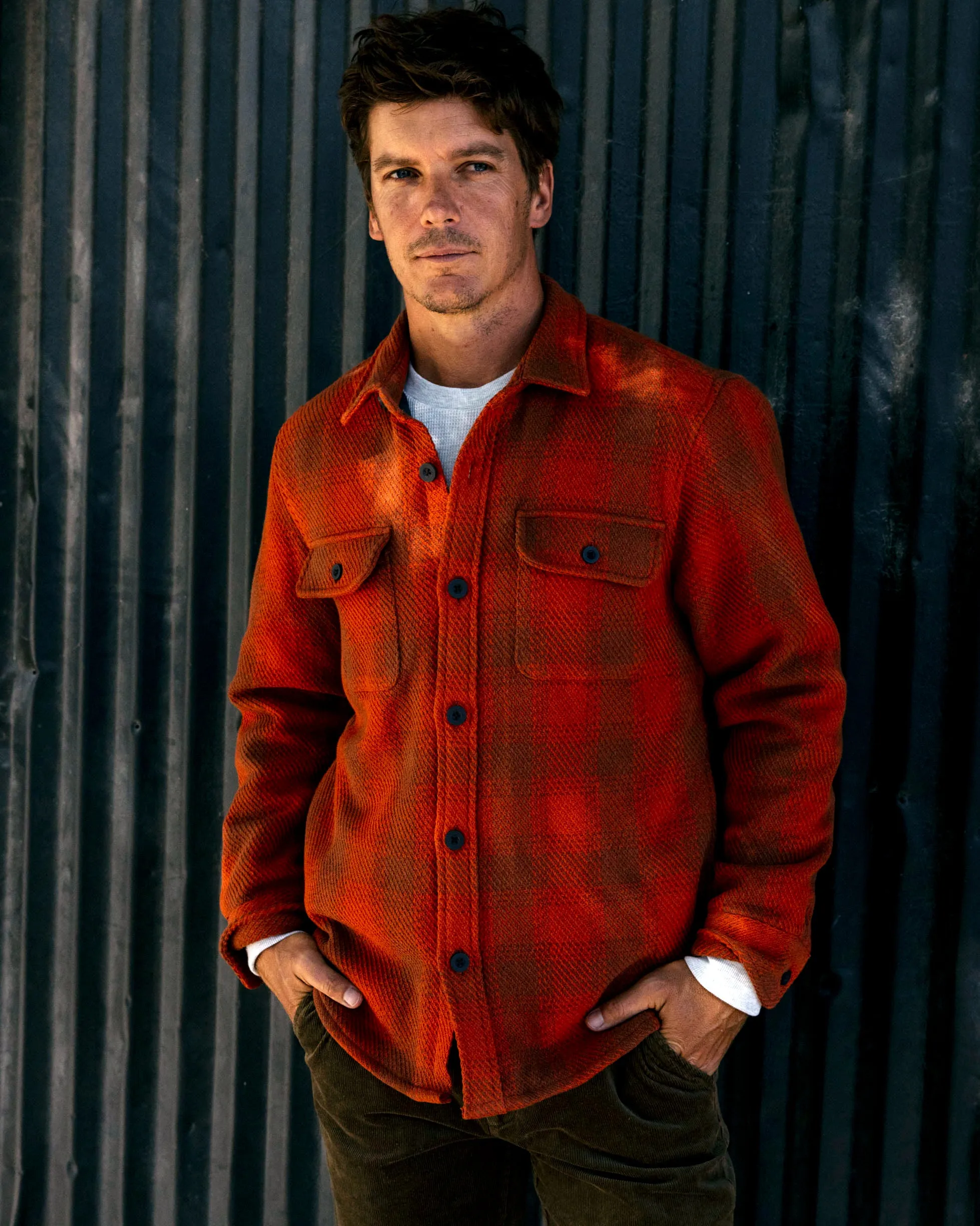 Brawny Twill Quilted Shirt Jacket - Rust