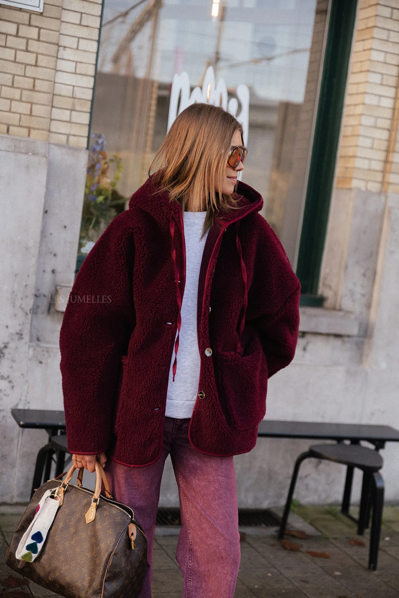 Briar teddy jacket burgundy