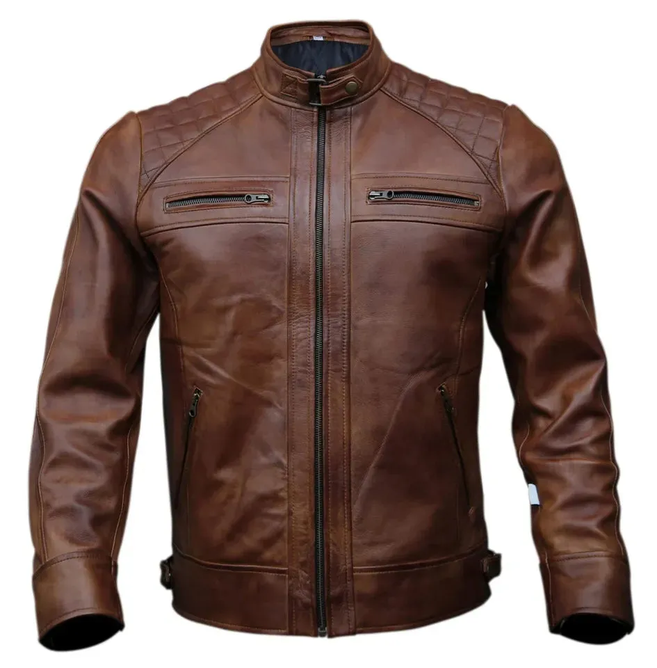 Brown Vintage Leather Jacket For Men 2024