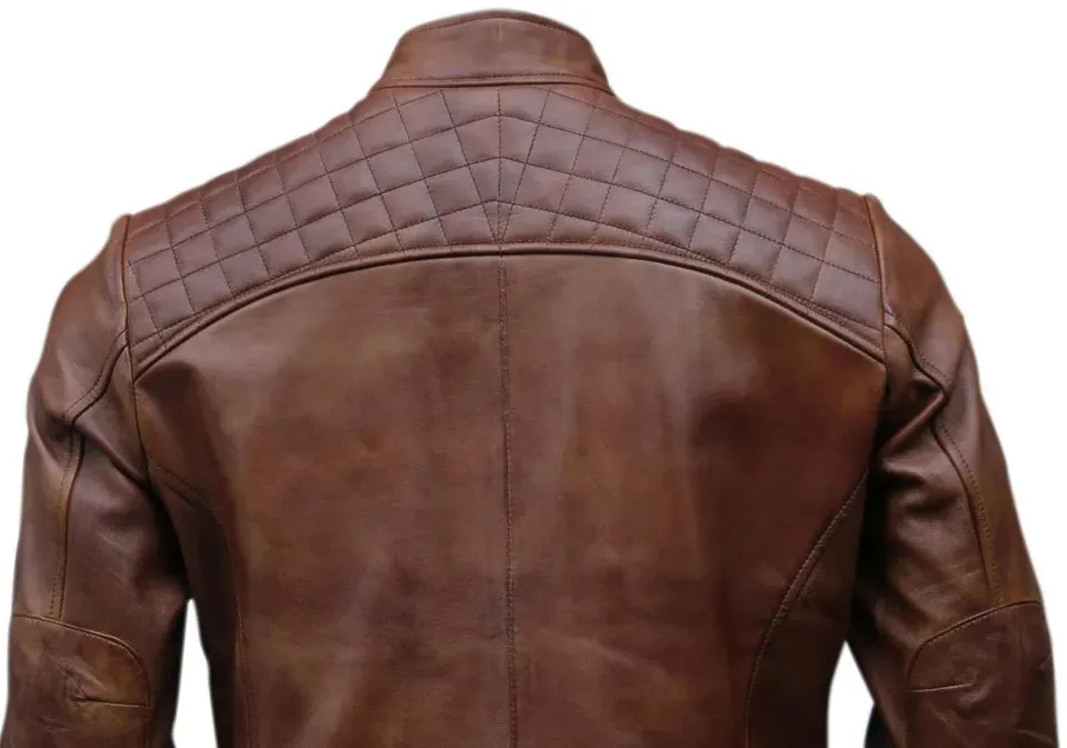 Brown Vintage Leather Jacket For Men 2024