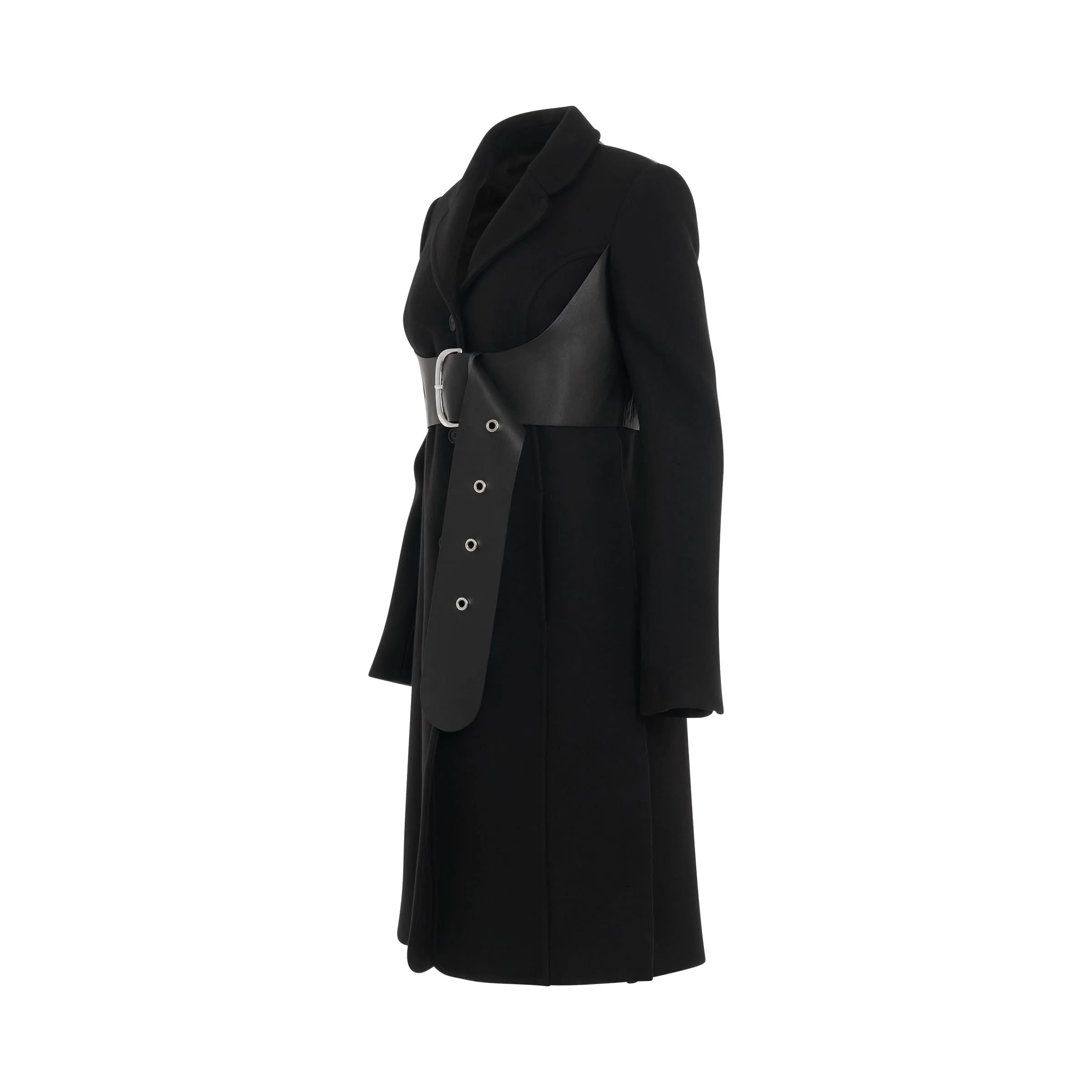 Brushed Belt Coat in Black