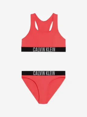 Calvin Klein Girls Bralette Bikini Set in Red