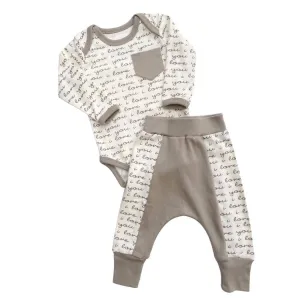 Cat & Dogma - I Love You Organic Two-piece Baby Bodysuit & Pants Set