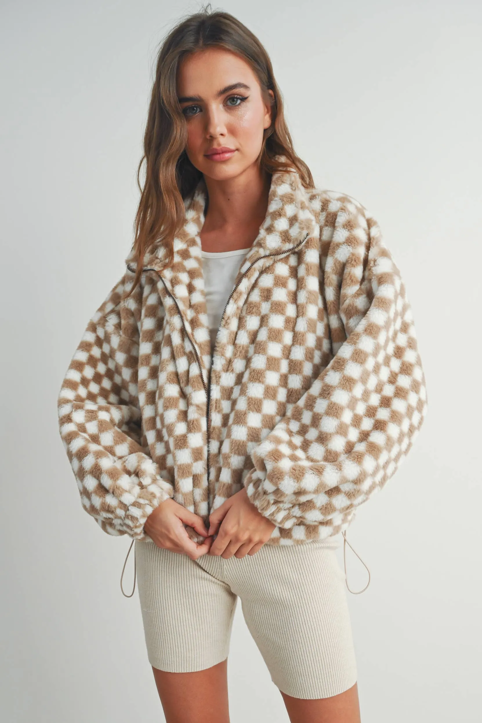 CHECKER TEDDY JACKET