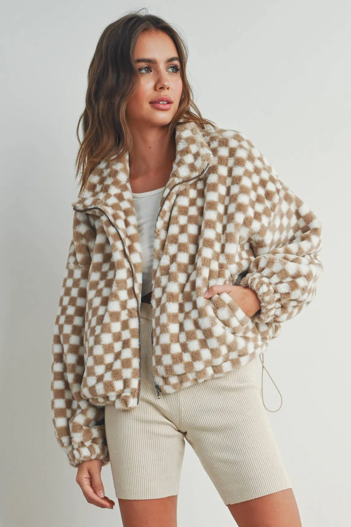 CHECKER TEDDY JACKET