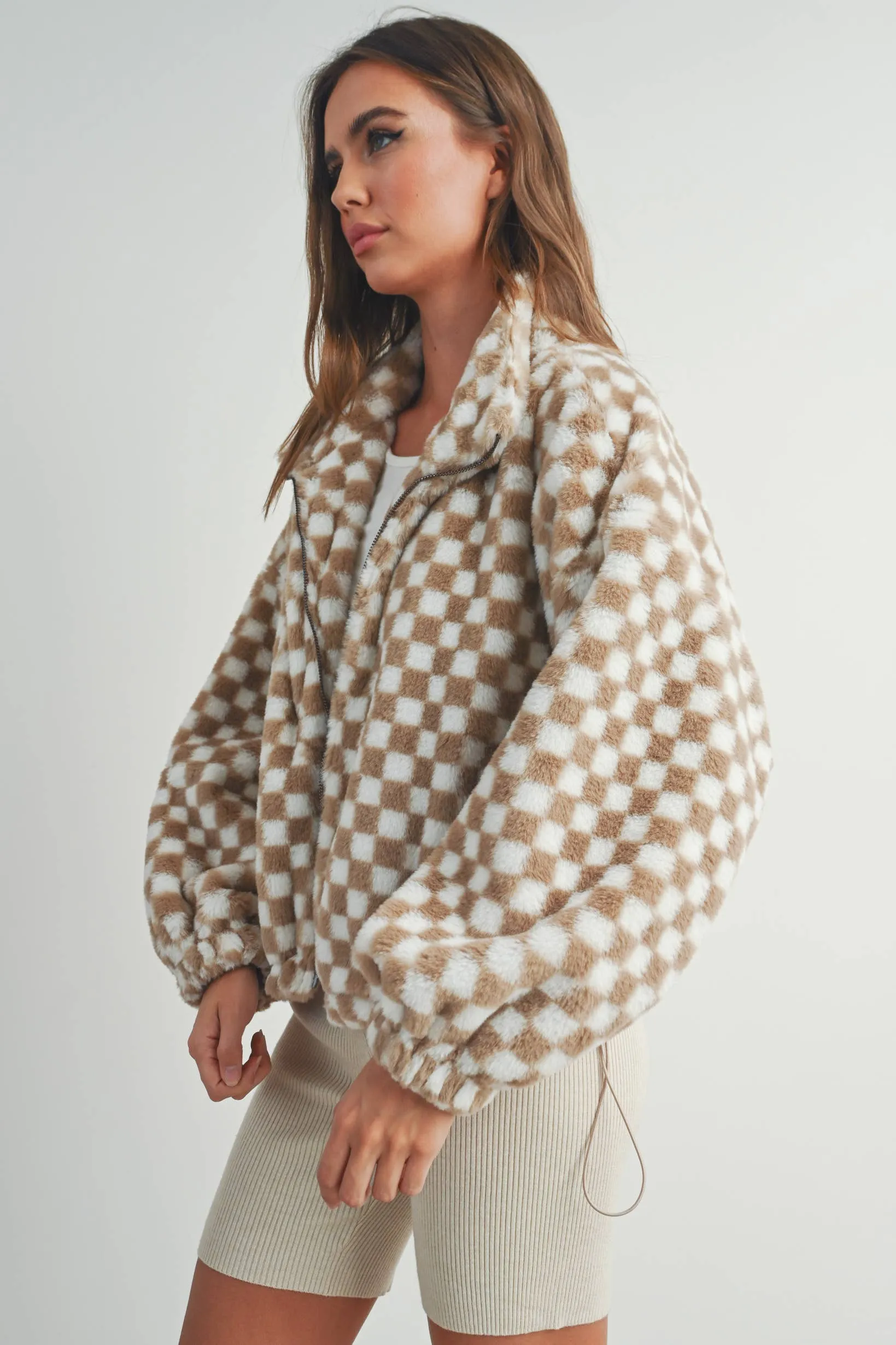 CHECKER TEDDY JACKET