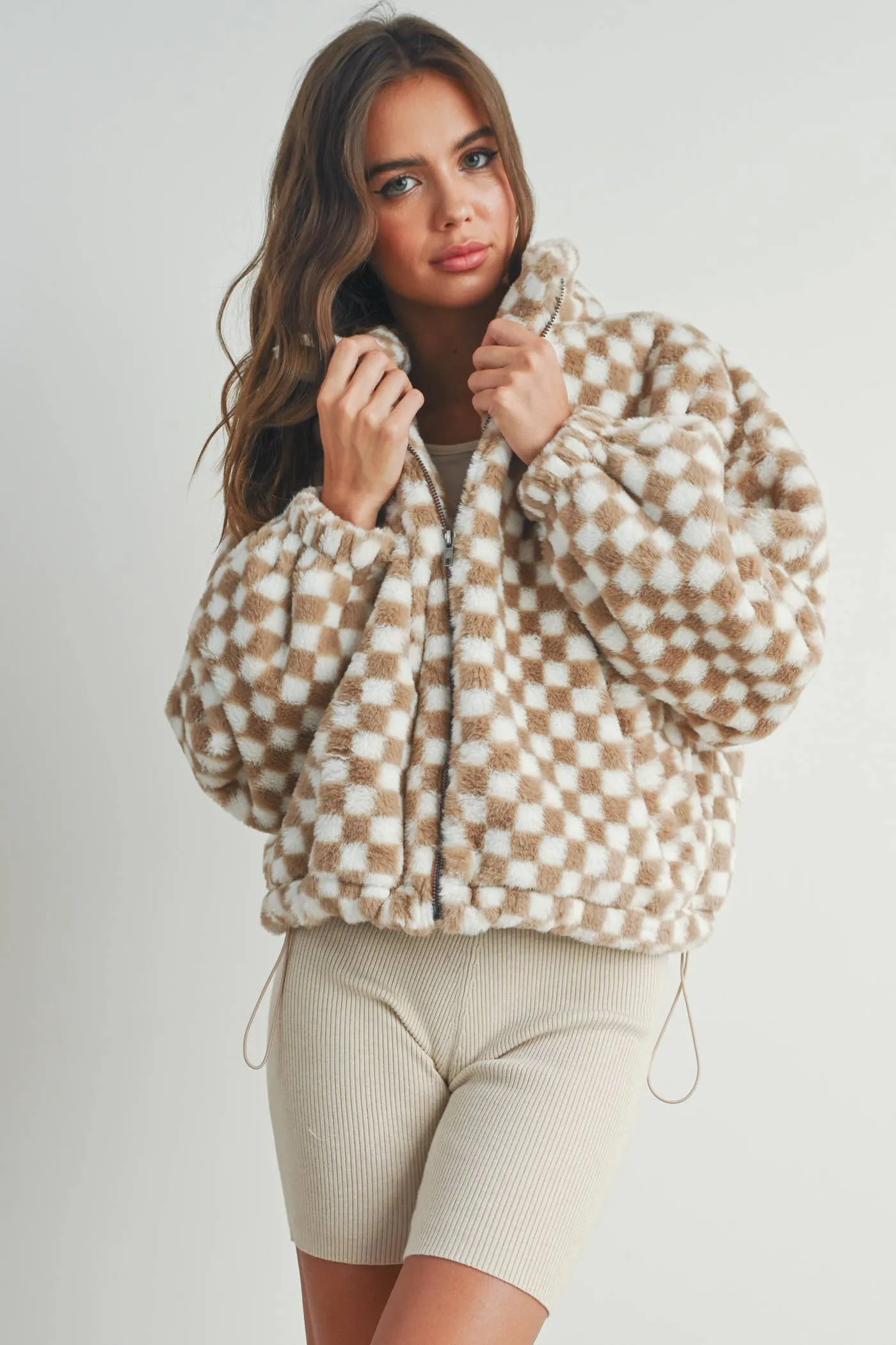 CHECKER TEDDY JACKET