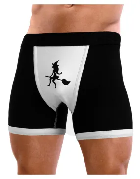 Cute Witch on Broom Silhouette Halloween Mens Boxer Brief Underwear