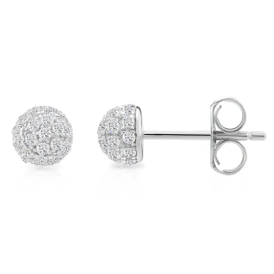 CZ Heart Illusion Earrings, Back Front Ear Jacket Style in Sterling Silver