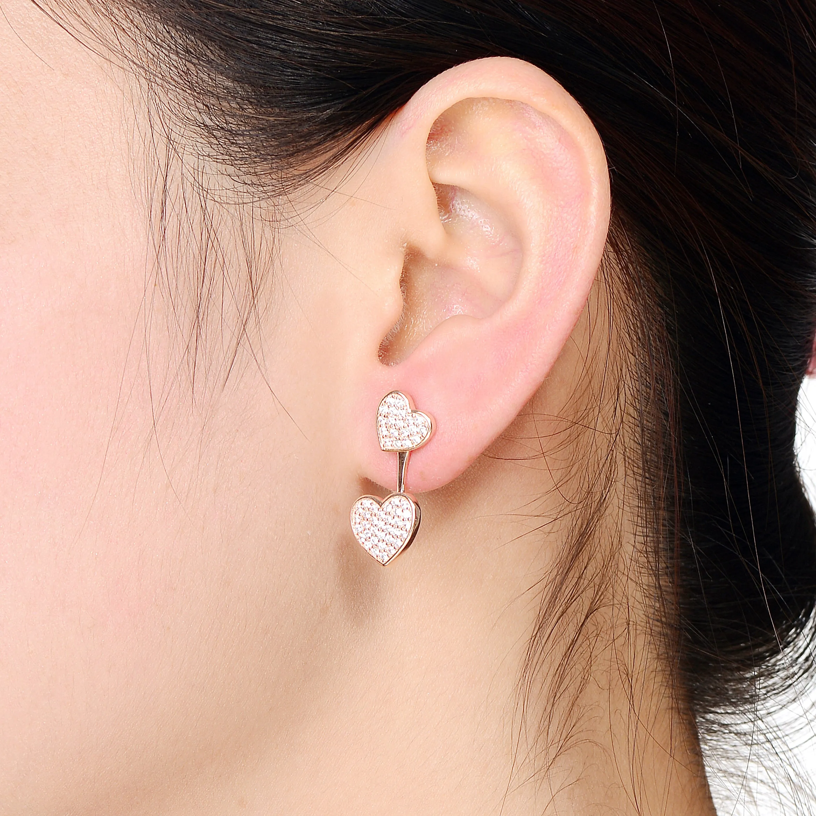 Daphné Double Heart Jacket Earrings