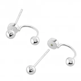 Dew Sterling Silver 4mm Ball Ear Jacket Studs Earrings 4436HP028