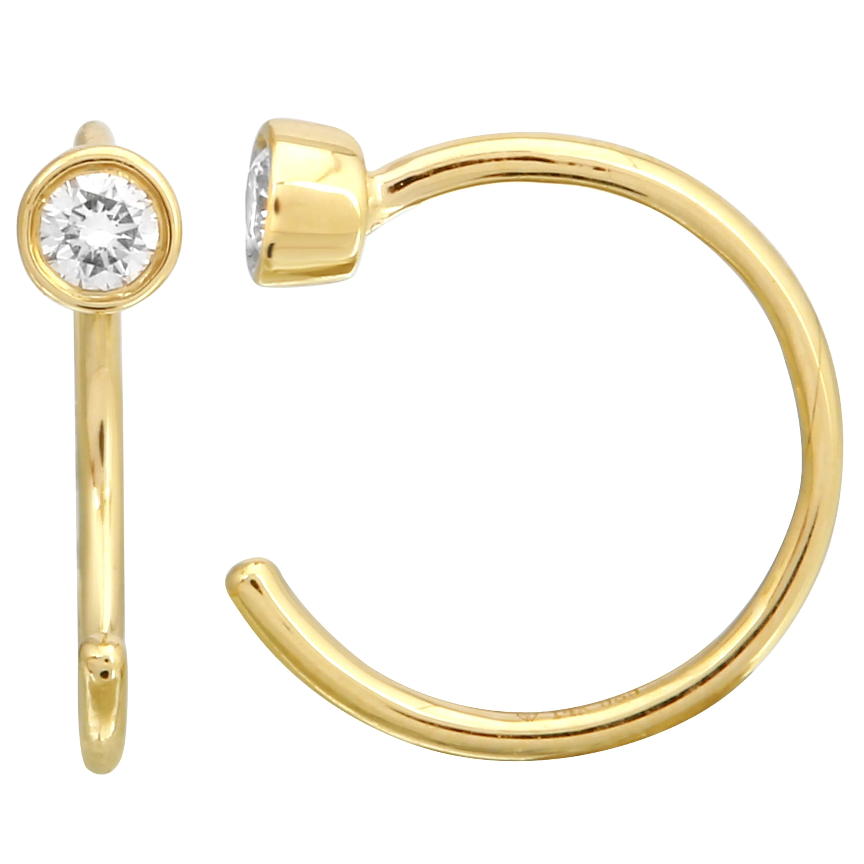 Diamond Bezel Ear Jacket Threaders