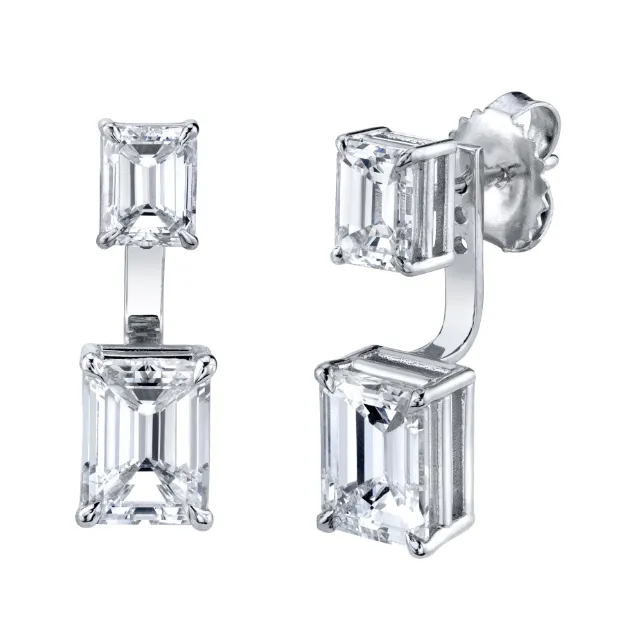 DIAMOND DOUBLE EMERALD CUT EAR JACKET