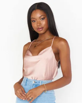 Diane Bodysuit | Rose Gold Luxe Satin