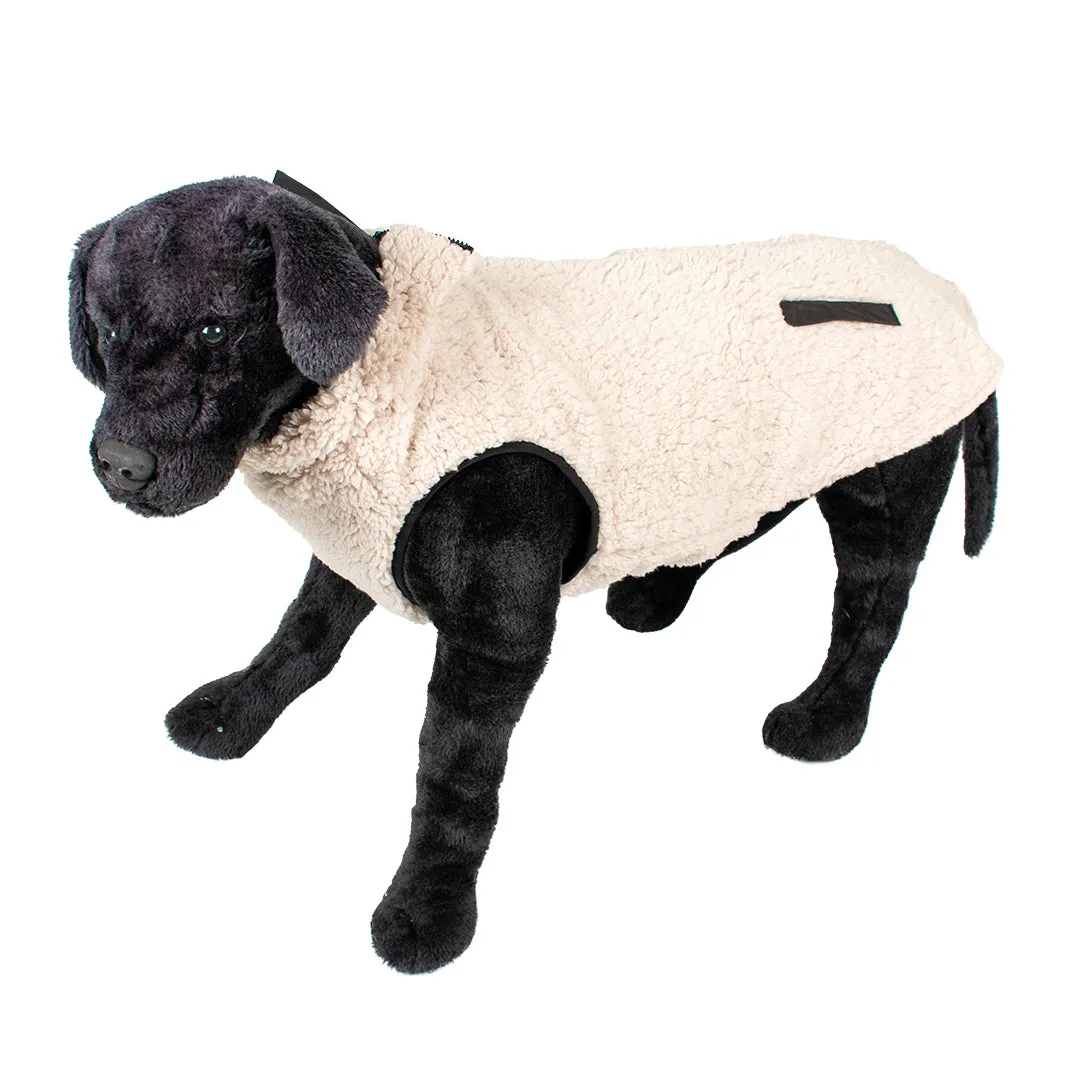 DOG JACKET SHEEP SKIN BLACK/WHITE