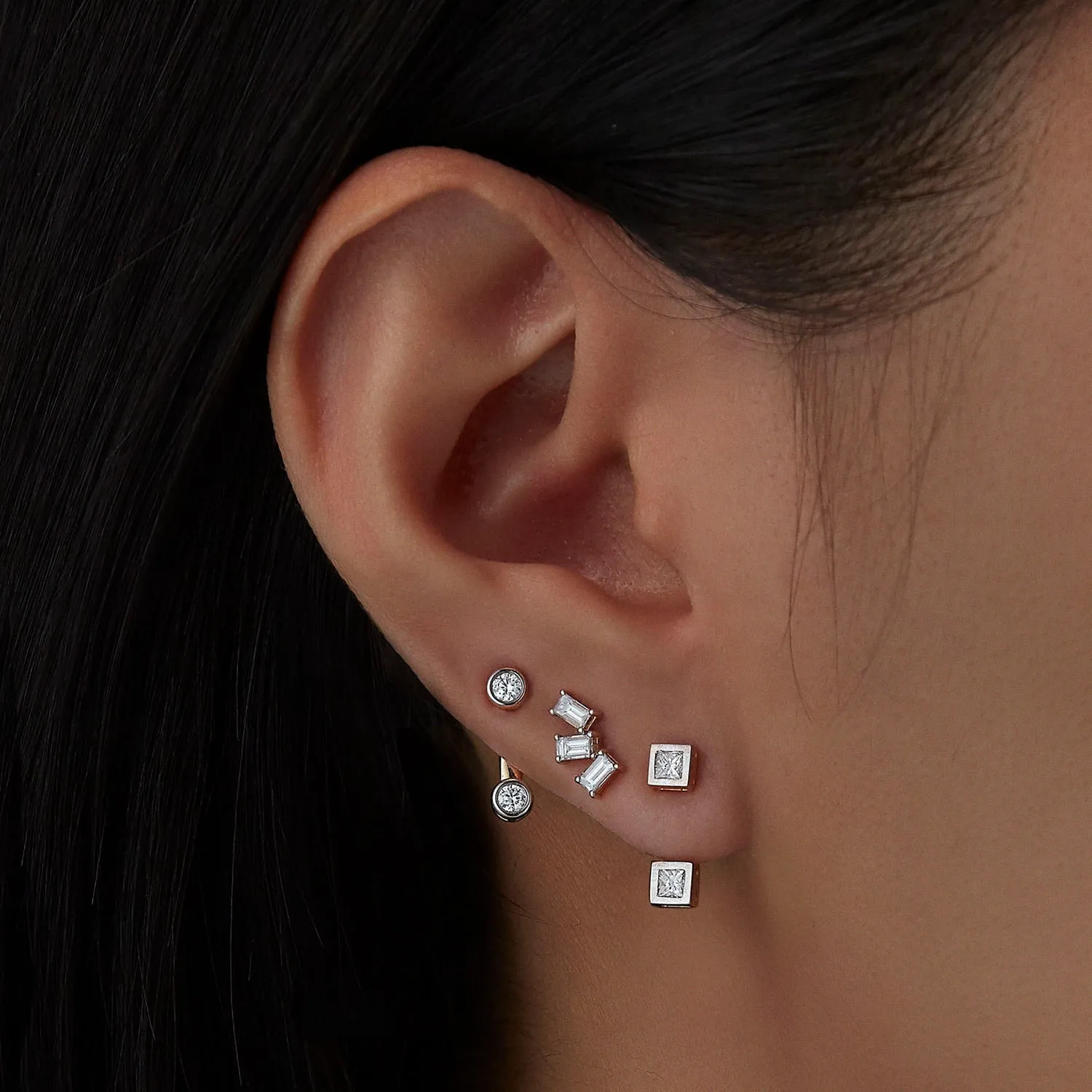 Double Square Diamond Single Ear Jacket