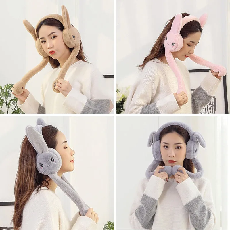 Earmuffs with cute jumping rabbit ear