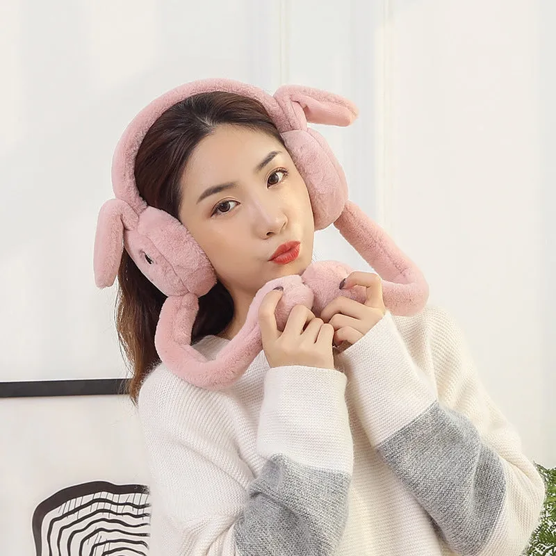 Earmuffs with cute jumping rabbit ear