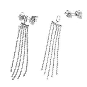 Earrings - White Topaz with Rhodium Ear Jacket