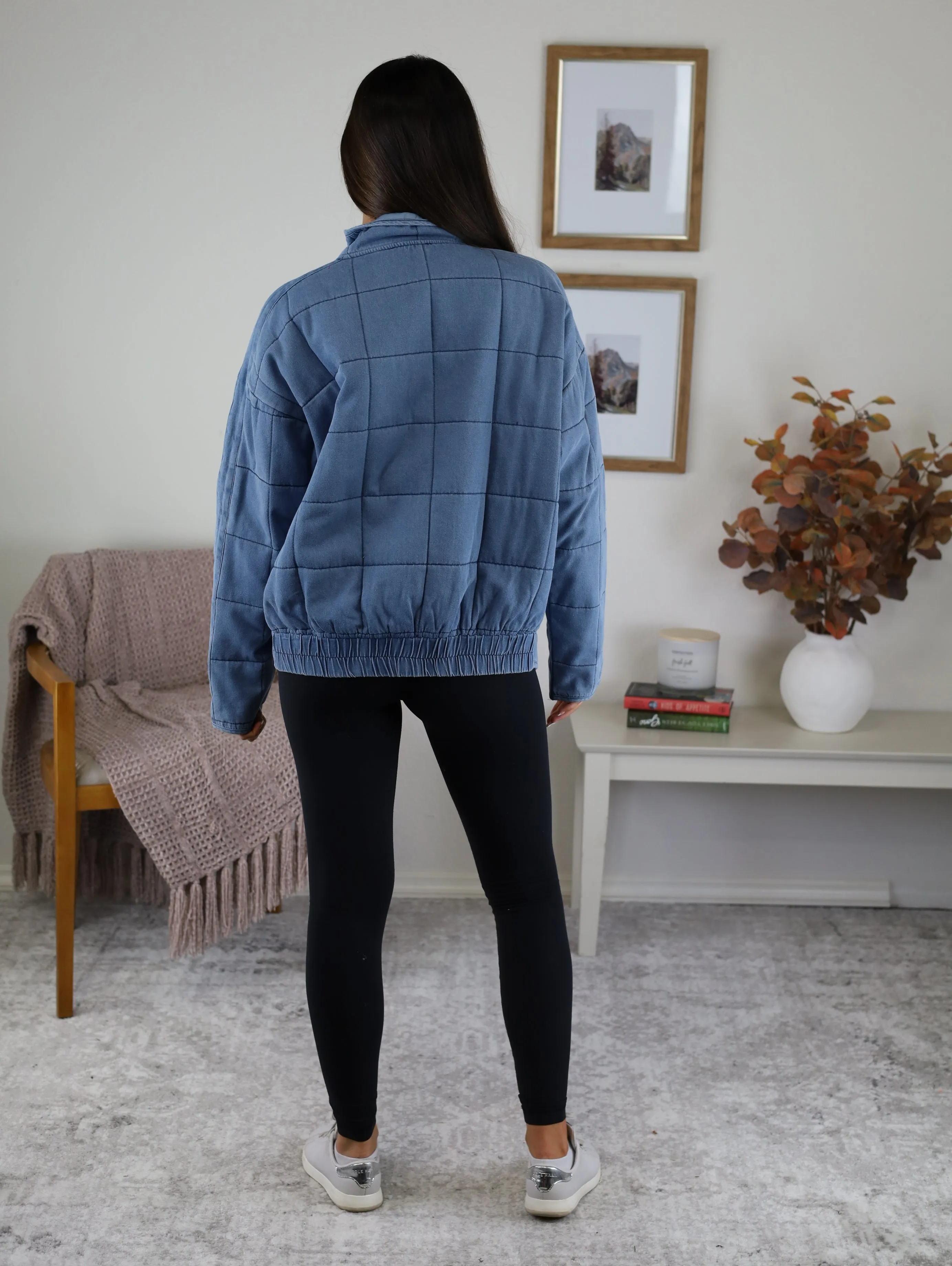 Fae Mineral Washed Denim Quilted Jacket