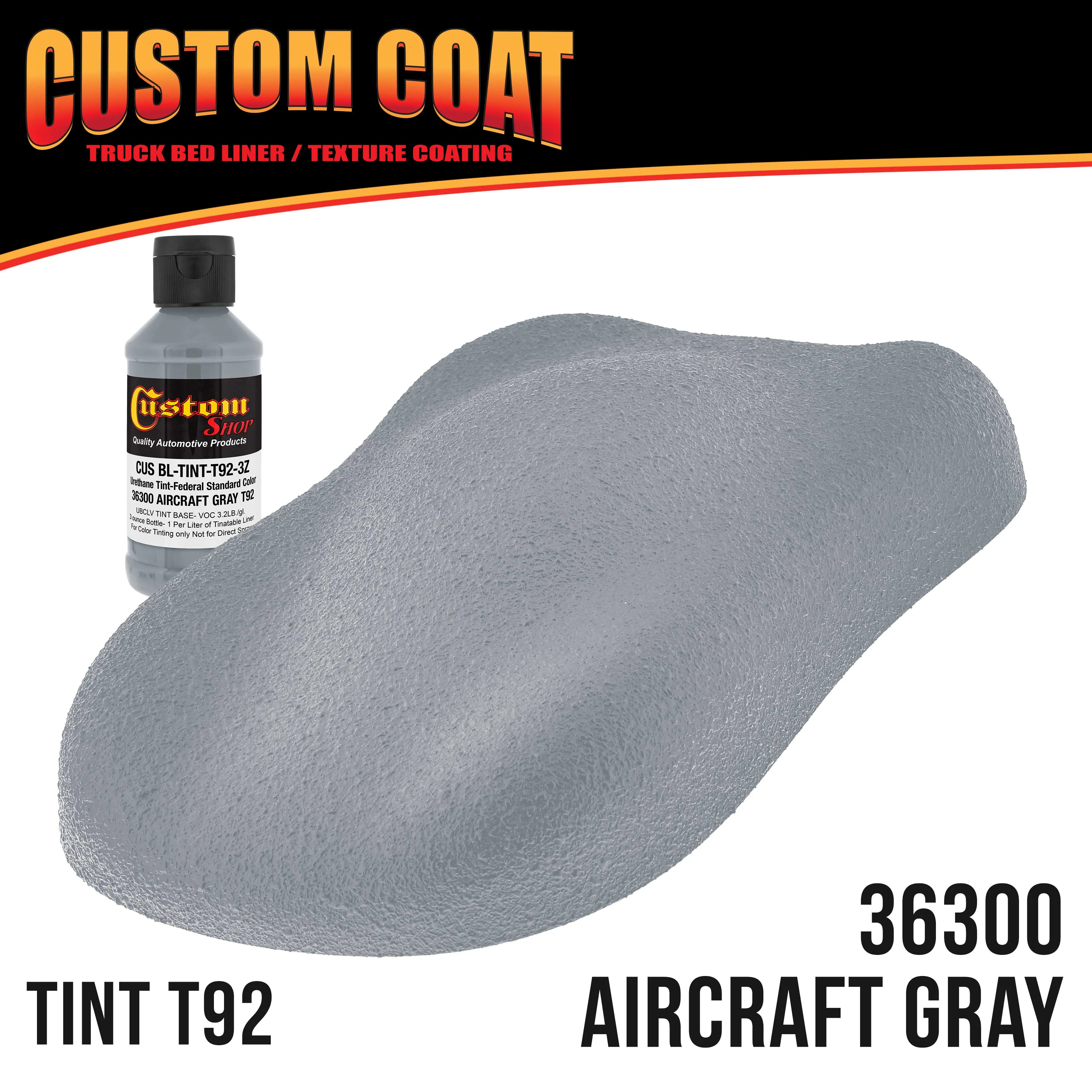 Federal Standard Color #36300 Aircraft Gray T92 Urethane Roll-On, Brush-On or Spray-On Truck Bed Liner, 1 Quart Kit with Roller Applicator Kit