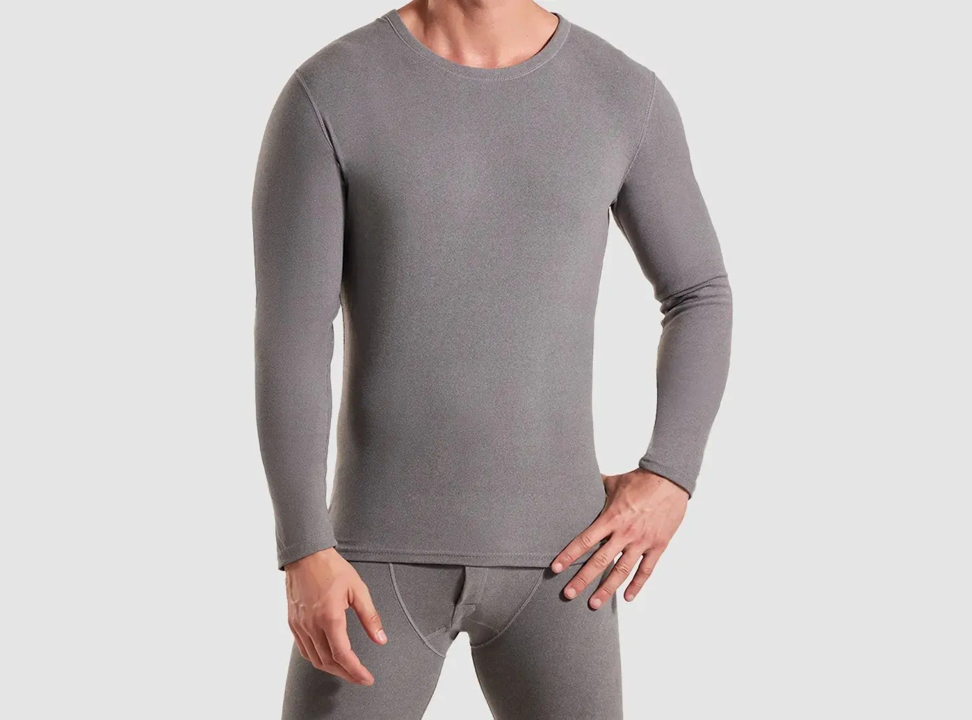 FitVille Men's Autumn and Winter Thin Thermal Underwear Set