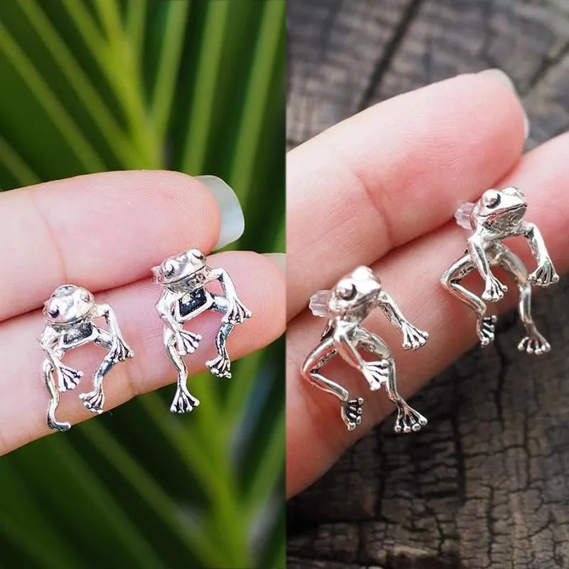 Frog Lover Jewelry,Vintage silver frog earrings