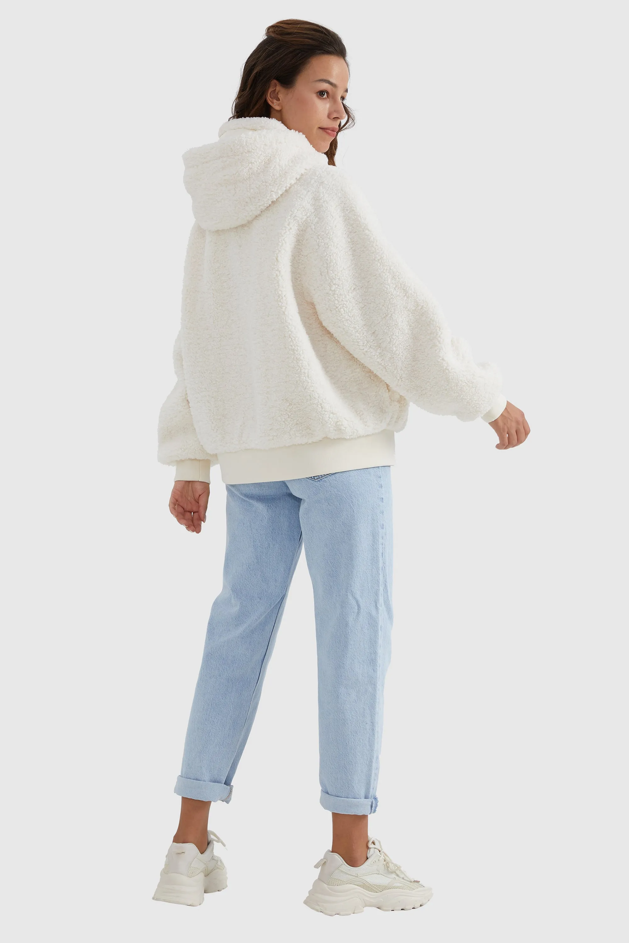 Full-Zip Oversized Sherpa Fleece Jacket