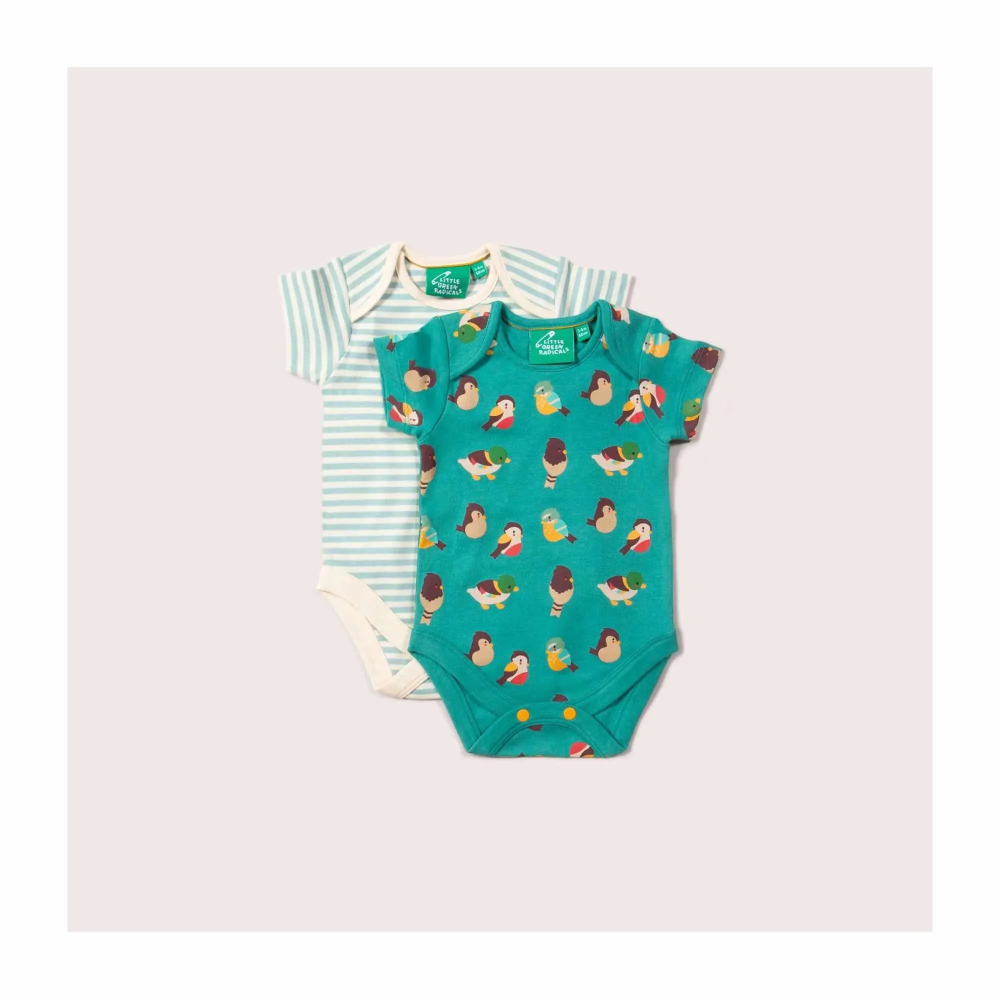 Garden Birds Organic Baby Bodysuit Set - 2 Pack