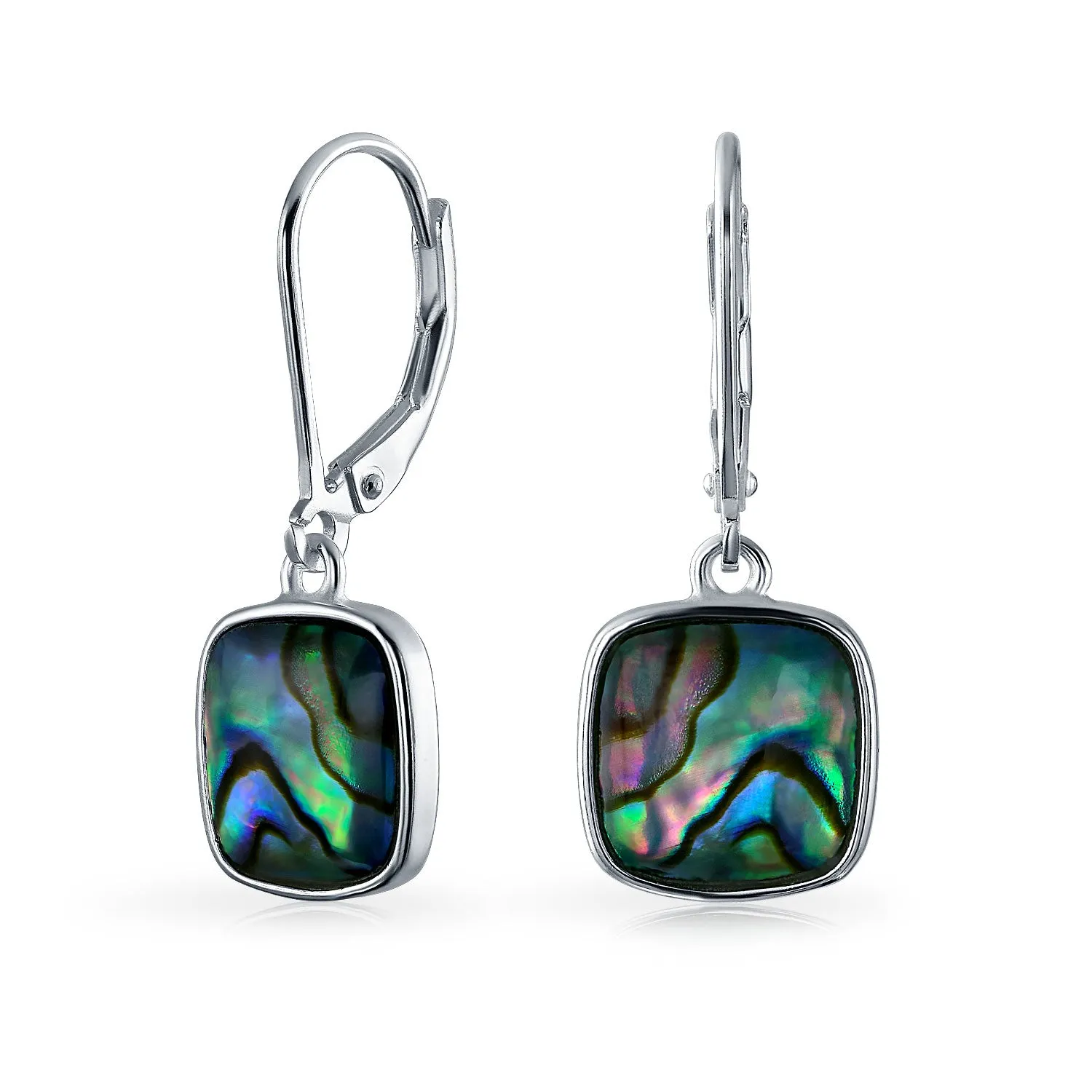 Geometric Abalone Shell Inlaid 1/2 Circle Bar Dangle Earrings Jacket