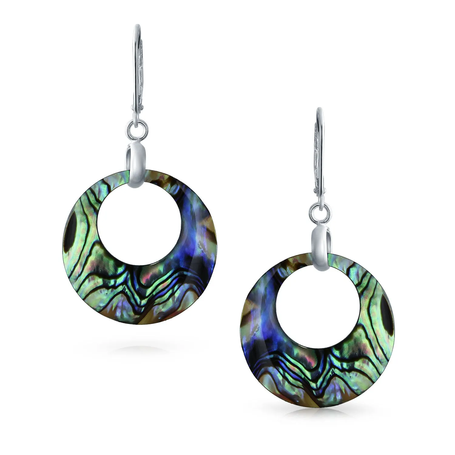 Geometric Abalone Shell Inlaid 1/2 Circle Bar Dangle Earrings Jacket